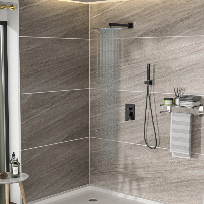 10 Inch Square Dual Shower Head System - Wall Mounted, Oil Rubber Bronze Mounted With, Oil Rubber Bronze