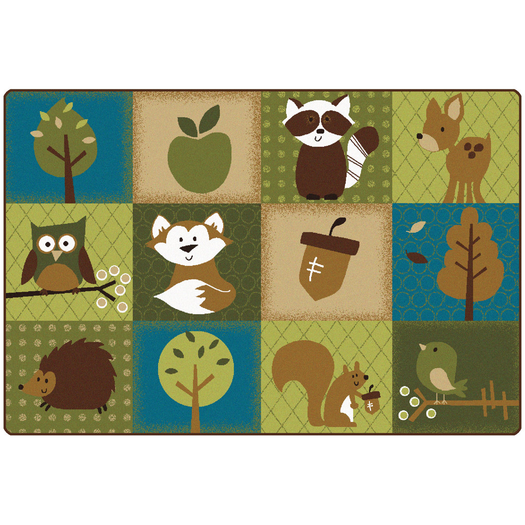 Nature's Friends Patchwork Premium Tufted Area Rug Carpets for Kids Rug