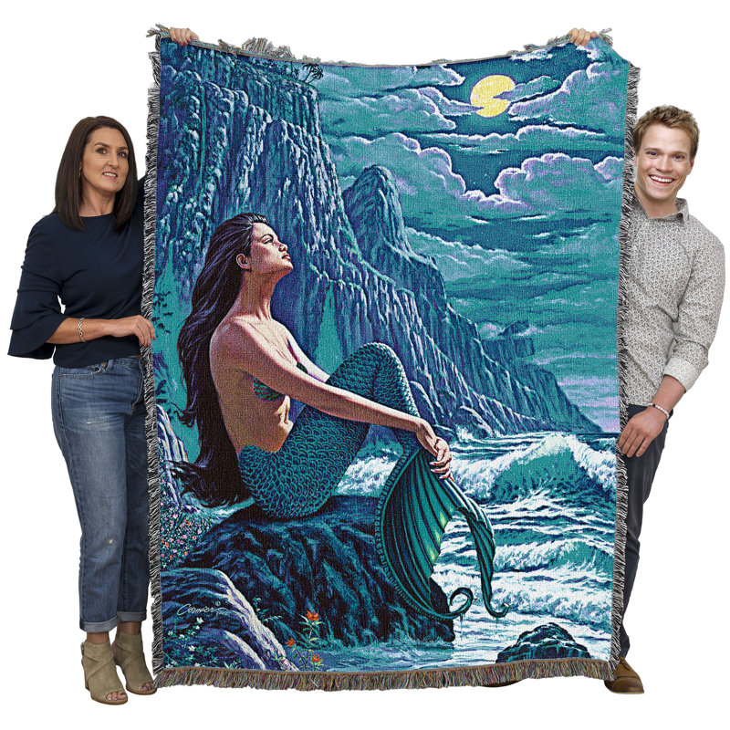 Pure Country Weavers Serenity Mermaid Blanket by Wil Cormier - Gift Fantasy Tapestry Throw Woven from Cotton - Made in the USA (72x54)