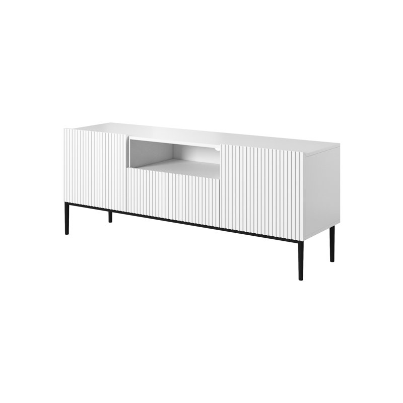Amelija Unfinished TV Stand for TVs up to 55", White/Black