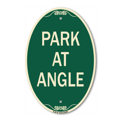 Park at Angle Green & Tan 12" X 18" Heavy-Gauge Aluminum Architectural Sign