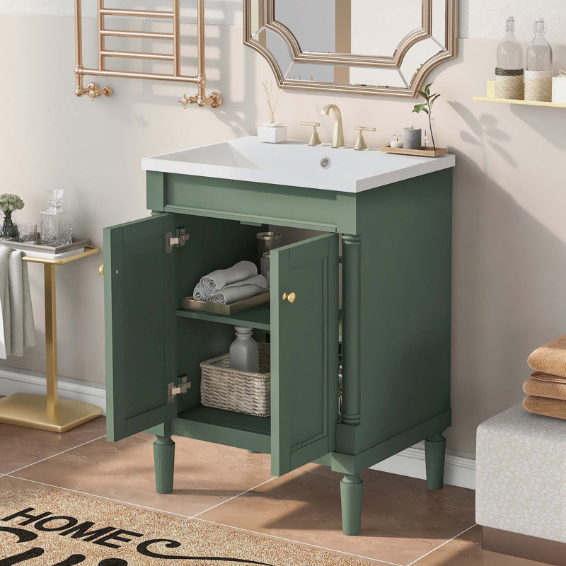 Meuble-lavabo 24 po avec lavabo supérieur, Vert