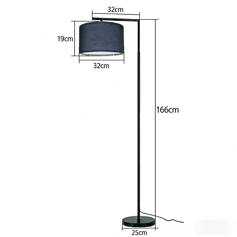 Jaesa 166cm Swing Arm Floor Lamp, Black