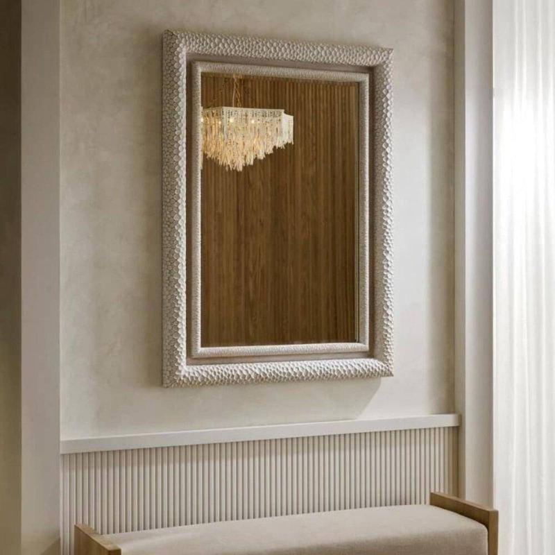 Indo Rectangle Solid Wood Beveled Mirror