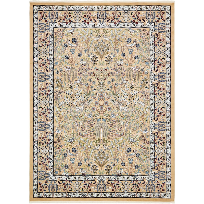 Jackson Floral Indoor Rug, Round 4'1", Beige