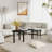 Nesting Cocktail Table with Rotating Top, Solid Wood Legs, Deep Black MDF, Living Room
