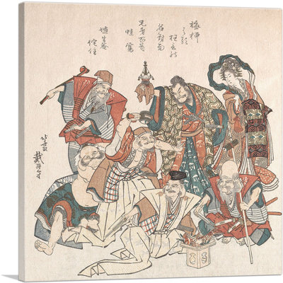 «Seven Gods of Good Fortune 1808» par Katsushika Hokusai, reproduction d'art sur toile tendue