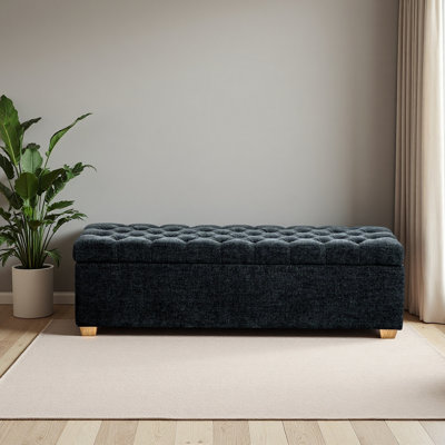 Banc de rangement rembourré de 60,2 po de large avec repose-pieds capitonné avec repose-pieds et tabouret avec repose-pieds pour le salon, la chambre à coucher, l'entrée, la salle à manger, le dortoir et le coin