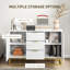White Sideboard with 3 Drawers & Adjustable Shelves, Modern Storage Cabinet for Living Room