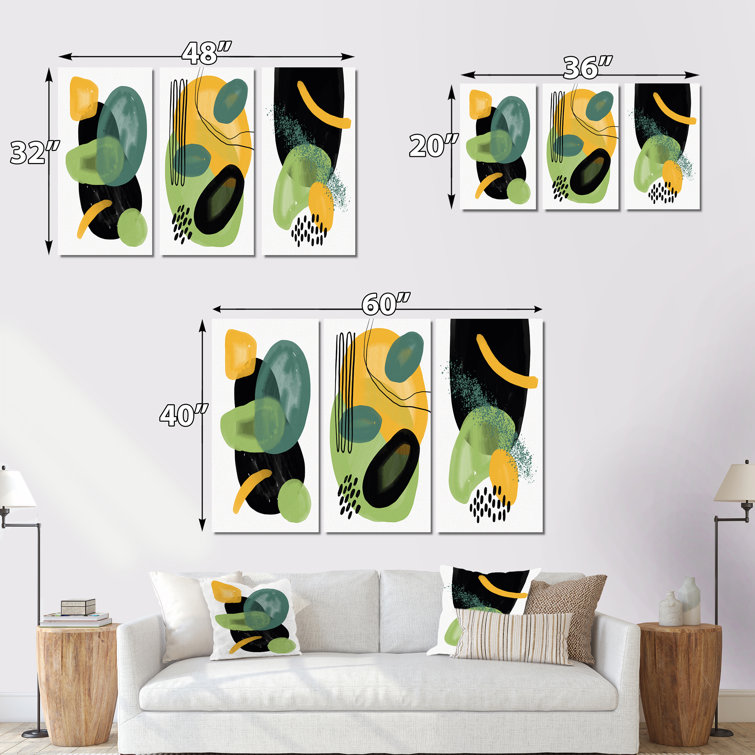 Minimalistic Abstract Organic Shapes In Retro Gradients VI - Mid-Century  Modern Art Set Of 3 Pieces