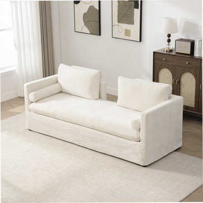 82.68" Wide Extra-Large Double-Seater Sofa, Chenille Upholstered, With Two Armrest Pillows And Two Backrest Pillows, Suitable For Bedrooms, Living Rooms, And Window Seating.