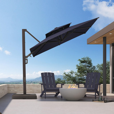 Parasol en porte-à-faux carré 8 'avec base et rotation à 60 degrés