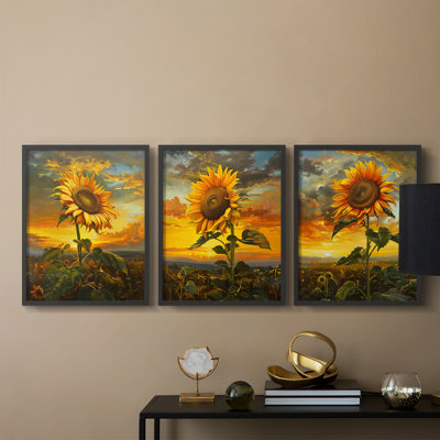 Floral Study  Series  CLXVI  -Set Of 3 Framed Giclee Prints -Ready to Hang