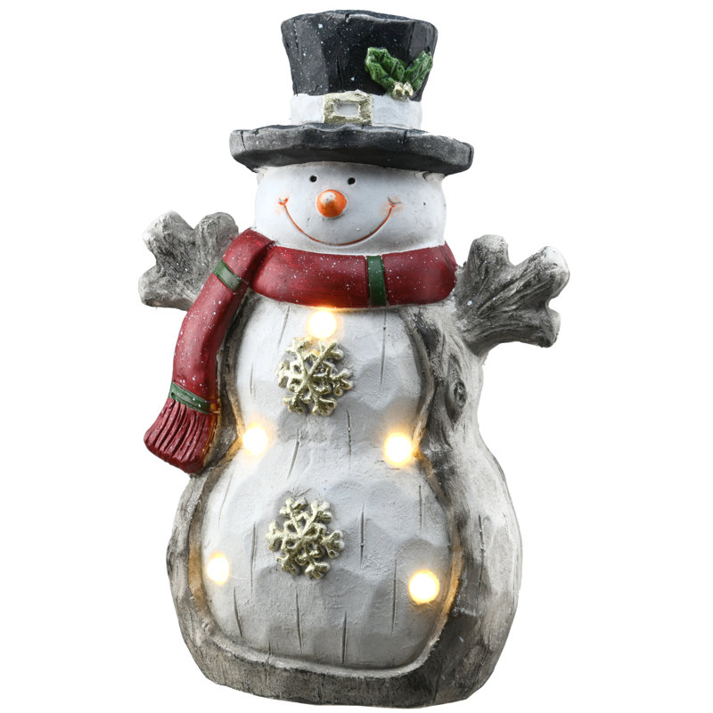 16.5" Lighted Snowman Decor Piece