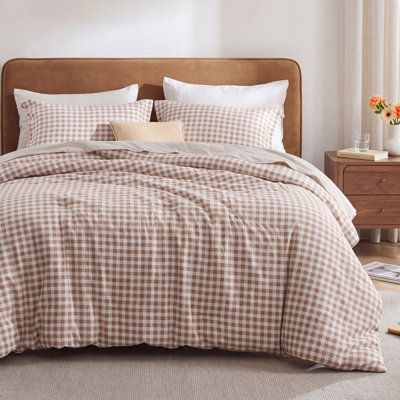 Ensemble de couette réversible à carreaux vichy 2 pièces Bedsure pour lit simple, rembourrage en microfibre, bleu, literie toutes saisons