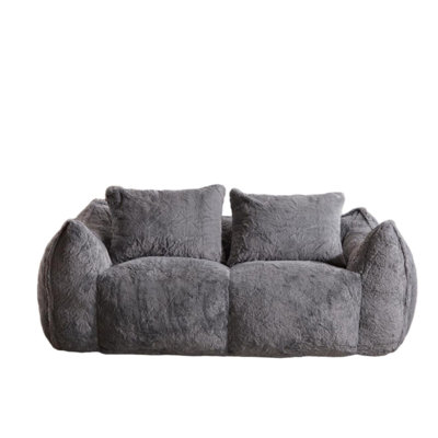 Giant Bean Bag Couch for Adults, Fluffy Loveseat Sofa, Chase Lounge Chair for Living Room, No Assembly Required Cozy Reading Chair with Pillows