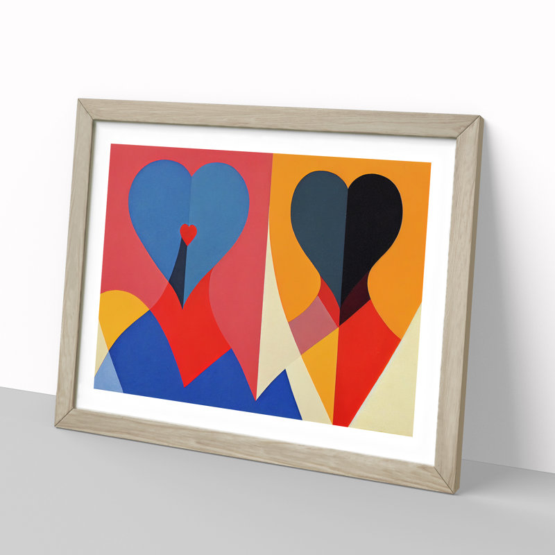 Abstract Art Love Heart Vol.6 - Single Picture Frame Painting, Oak, 34cm H x 46cm W x 2cm D
