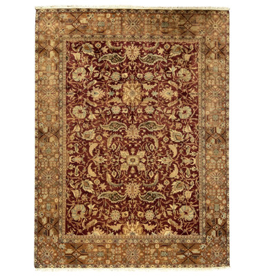 High-Quality Hand-Knotted Red And Gold Area Rug