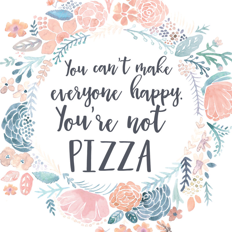 Happy Pizza Floral Wreath - Wrapped Canvas Print, 51cm H x 51cm W