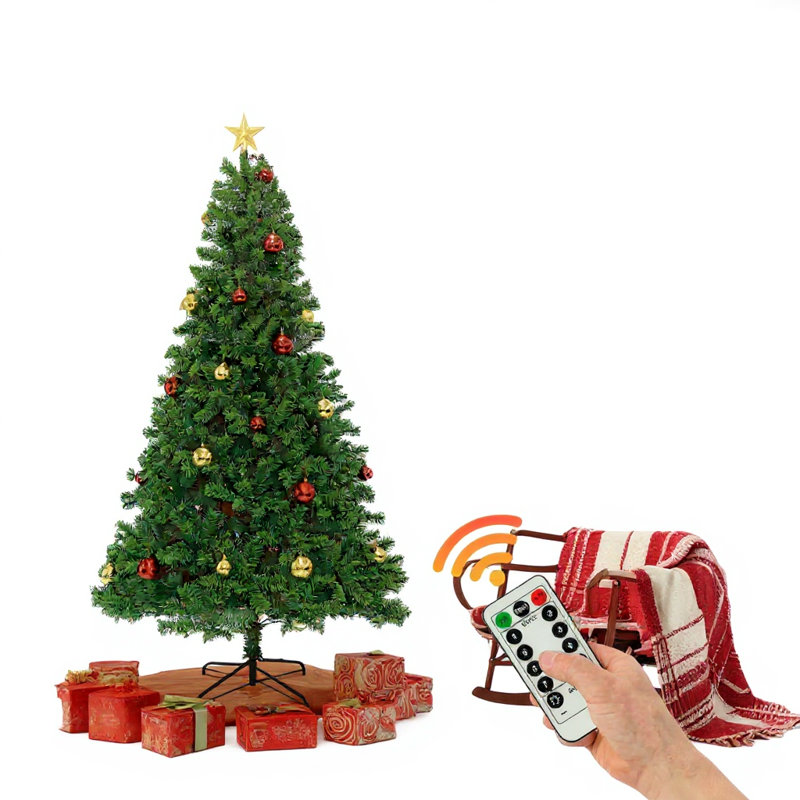 Arbre de Noël artificiel, pin artificiel articulé, avec télécommande, H 6 pi
