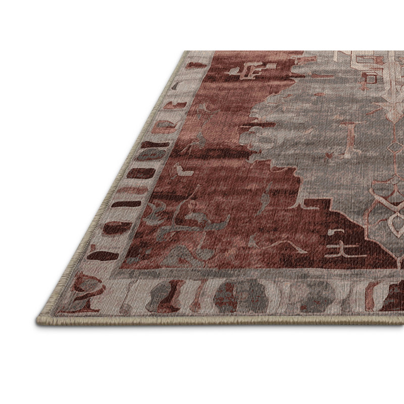 Machine Washable Brown Area Rug, Rectangle 5' x 8'