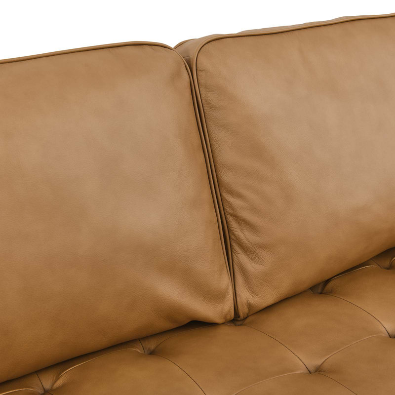 Valour 98" Leather Sectional Sofa, Tan Genuine Leather