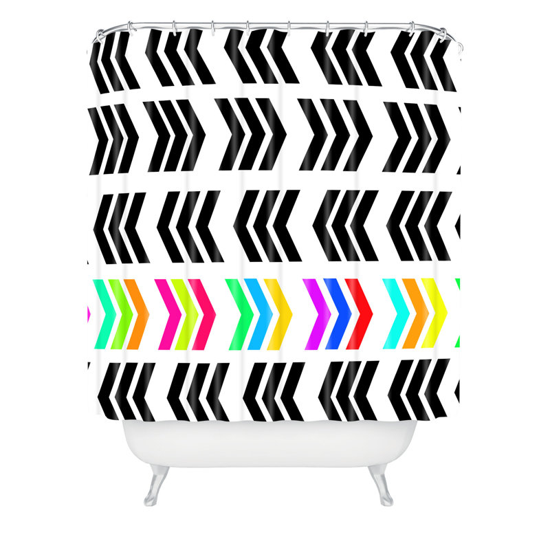 Rideau de douche simple zag pop zig lisa argyropoulos, Noir / Blanc