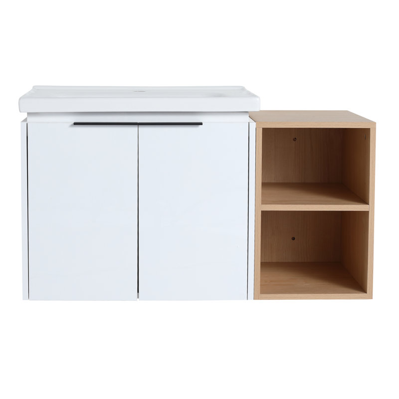Meuble-lavabo à portes de 36 pouces avec lavabo et petites tablettes de rangement