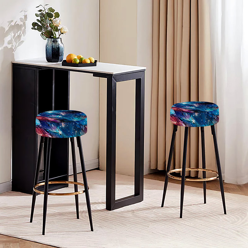 Ensemble de 2 tabourets de bar en marbre bleu et rose Stardust Glint