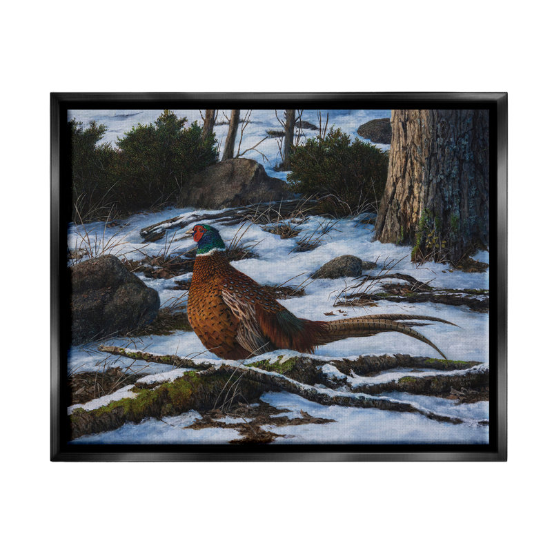 «Winston Porter Pheasant In Snowy Woods», art mural sur toile flottante par Karla Mann, H 17 po x l 21 po x P 1,7 po