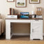 Bureau blanc de 55 po avec rangement, plateau à clavier et charnières à fermeture en douceur pour une gestion facile des articles en cours d'accès Accès rapide aux articles