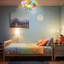Lustre coloré en forme de boule de verre coloré - luminaire suspendu 3 lumières 15 pouces