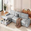 3 Seater Corduroy Sofa & Chaise,L Shaped Sofa with Movable Storage Ottoman, 3-Seater Modular Sectional Sofa, Corduroy Couch, Wooden Frame, Deep Seat, Ideal for Living Room, Black-163237369