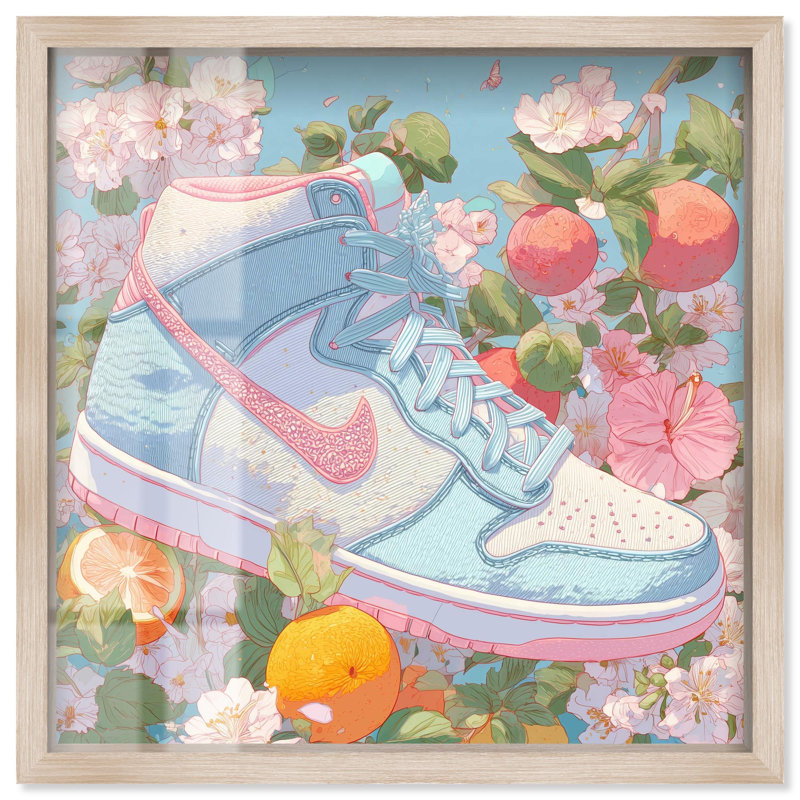 Sneaker Lost II Fashion Art Shadowbox Print par Art Remedy, H 41 po x l 41 po, Crème, crème