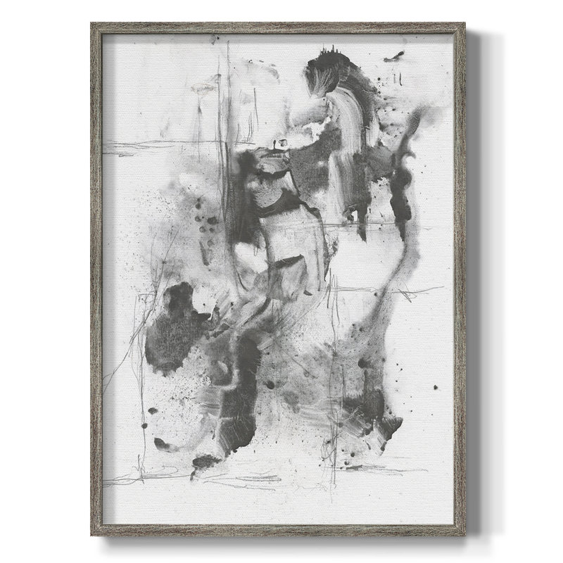 Graphite Abstract I Framed Print - Solid Wood, 11" H x 9" W