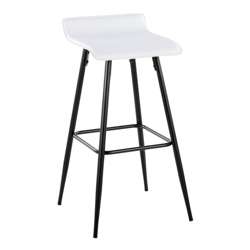 Kalsum Upholstered Counter Stool with Metal Frame, White, Bar Stool (32.5” Seat Height)