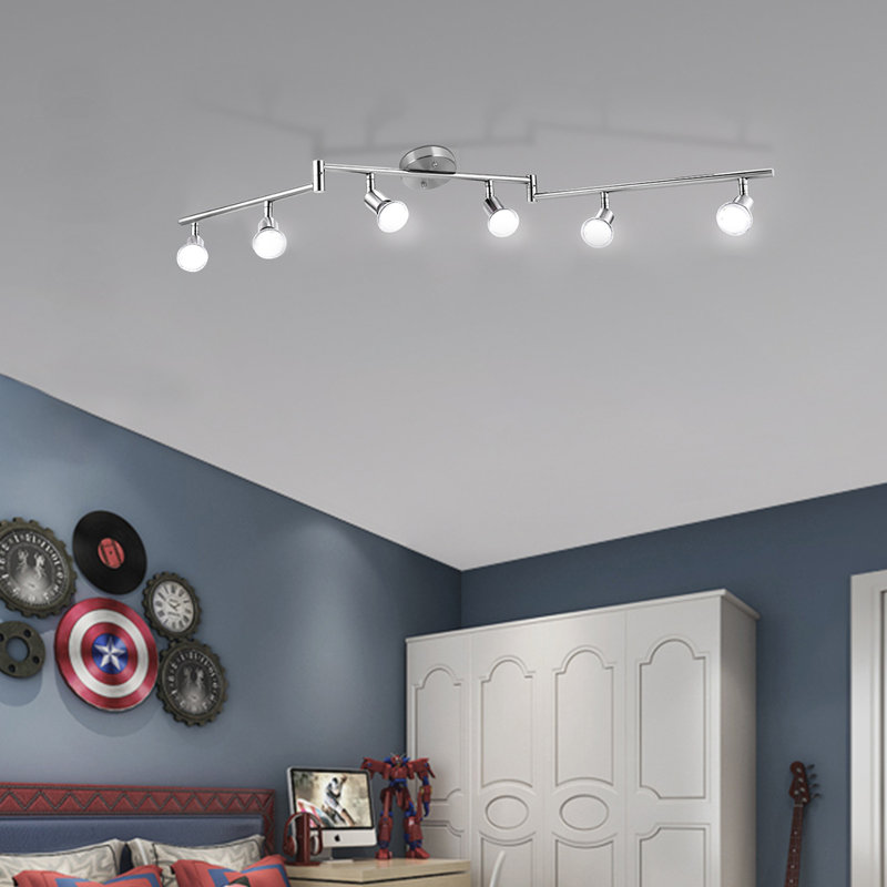 Ensemble de rail d'éclairage 6 lumières 48 "48", Nickel brossé