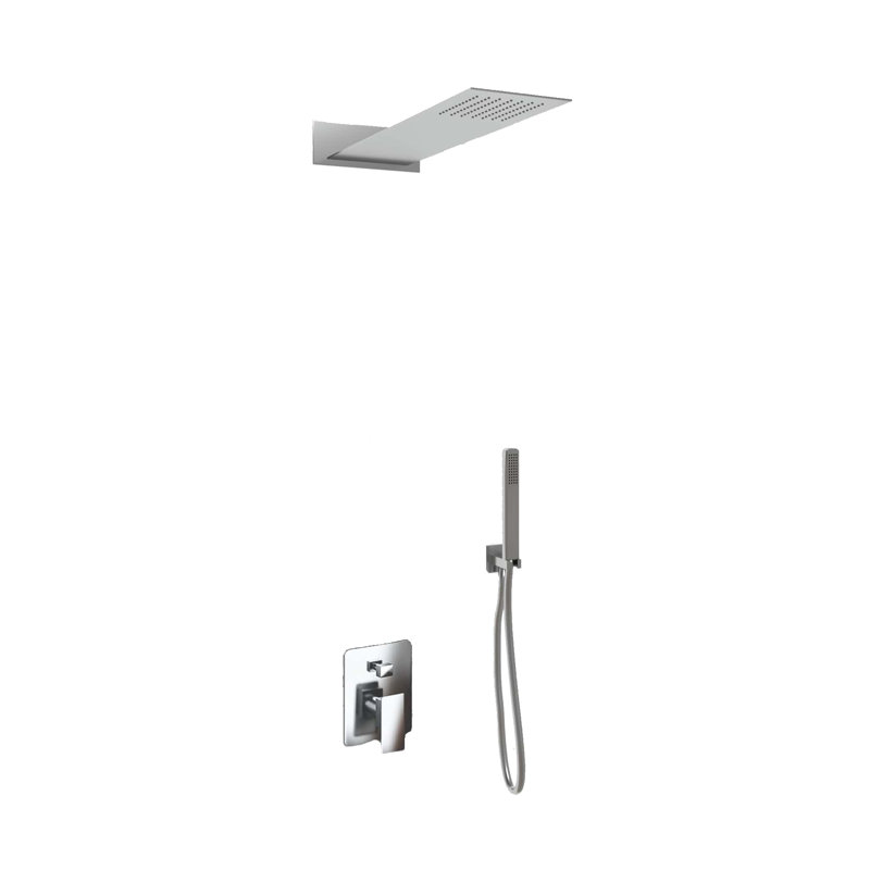Shower Kit 2 Ways Stainless Steel Slim Shower Head 2,5 Mm + Water Plug + Hose + Rectangular Shower Head 55X23 Cm