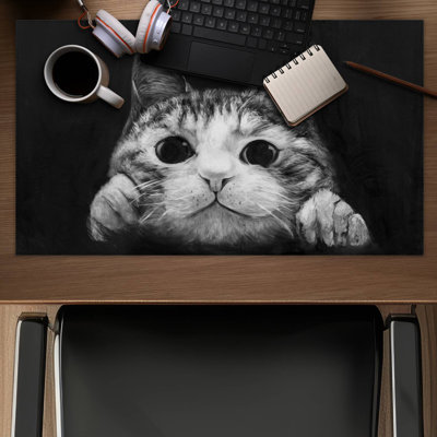 Curious cat - 14.00"x24.25" Desk mat