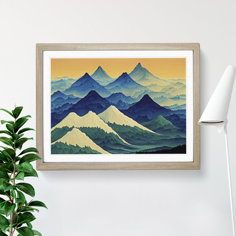 Joyous Mountains - Framed Print, 46cm H x 64cm W x 2cm D, Oak