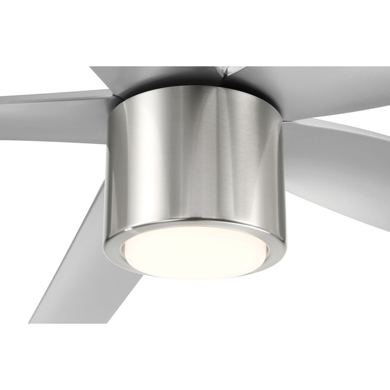 Ventilateur de plafond 5 pales avec télécommande et lumière à intensité variable RAVian, Nickel brossé, 72"