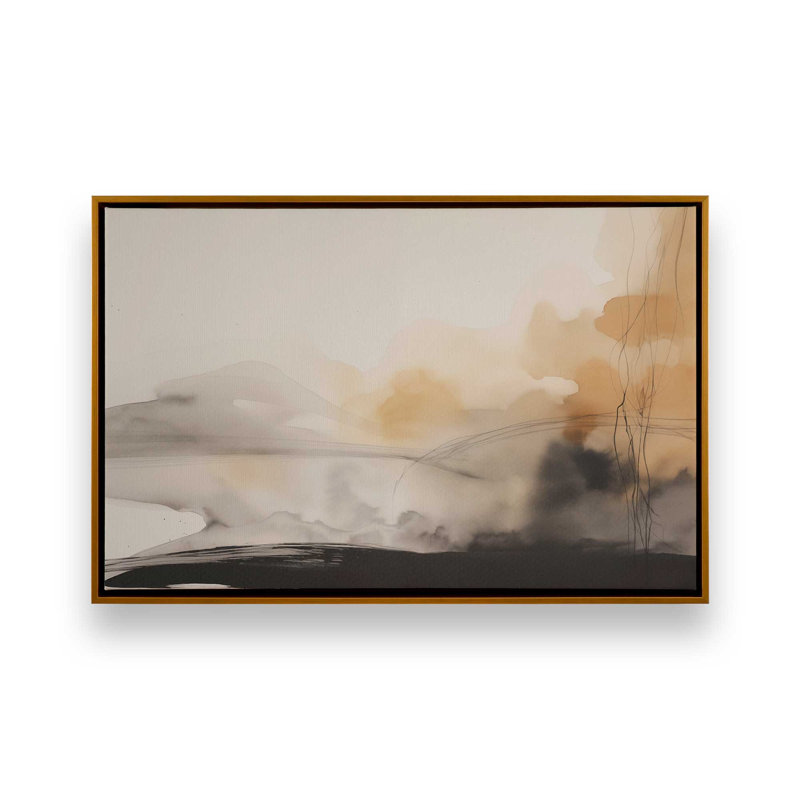 Impression sur toile cuivre et mélodie rustique, Cadre flottant or poli, H 20,75 po x l 30,75 po x P 1,75 po