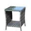 Table basse grise pour patio avec verre trempé robuste de 19,82 po x 19,82 po x 21 po et résistant à l'eau
