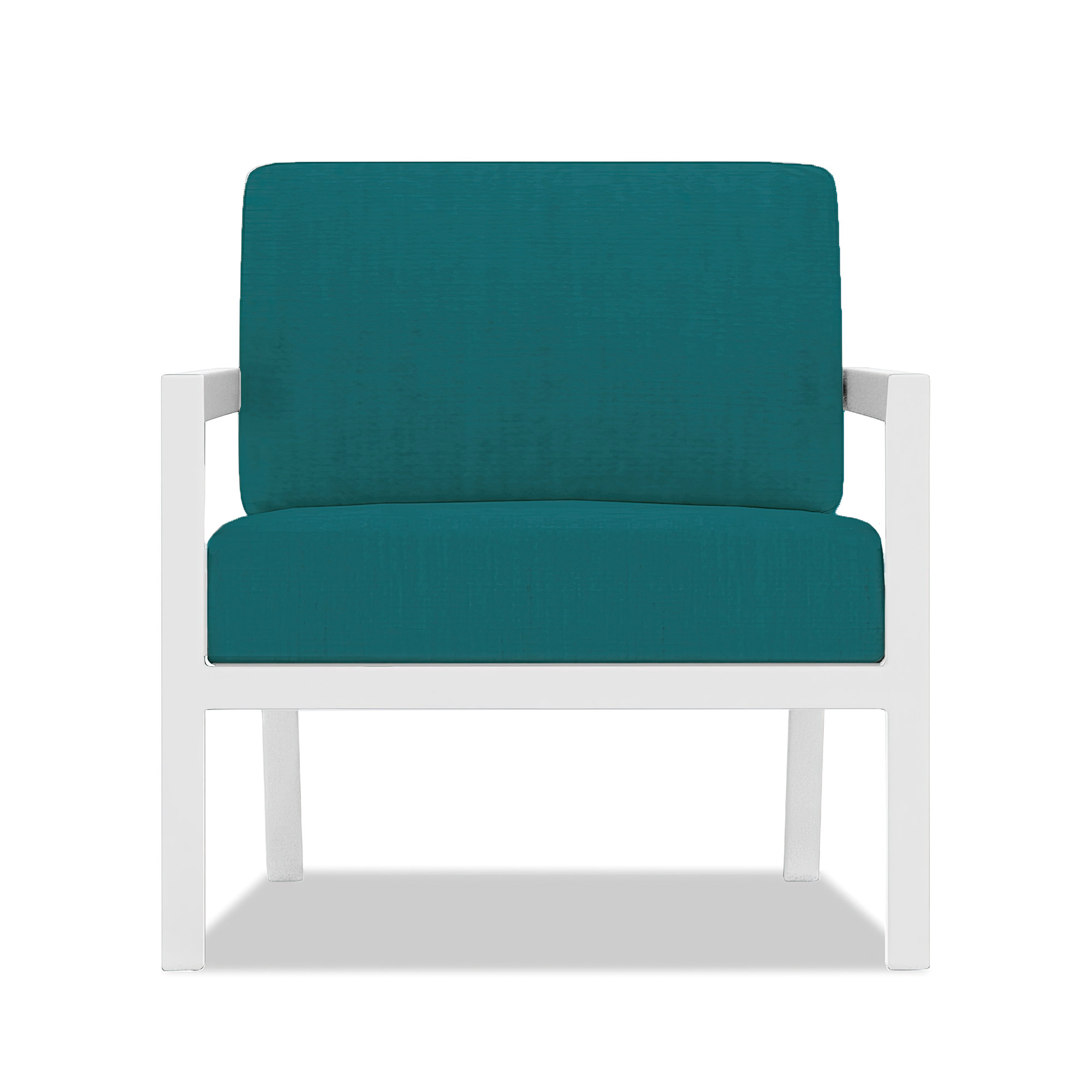 Vivant Patio Chair with Sunbrella Cushions, Spectrum Peacock Sunbrella® Plainweave, White