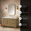OVE Decors Meuble-lavabo autoportant en chêne brun clair avec comptoir en quartz blanc et quincaillerie or brossé-122496187