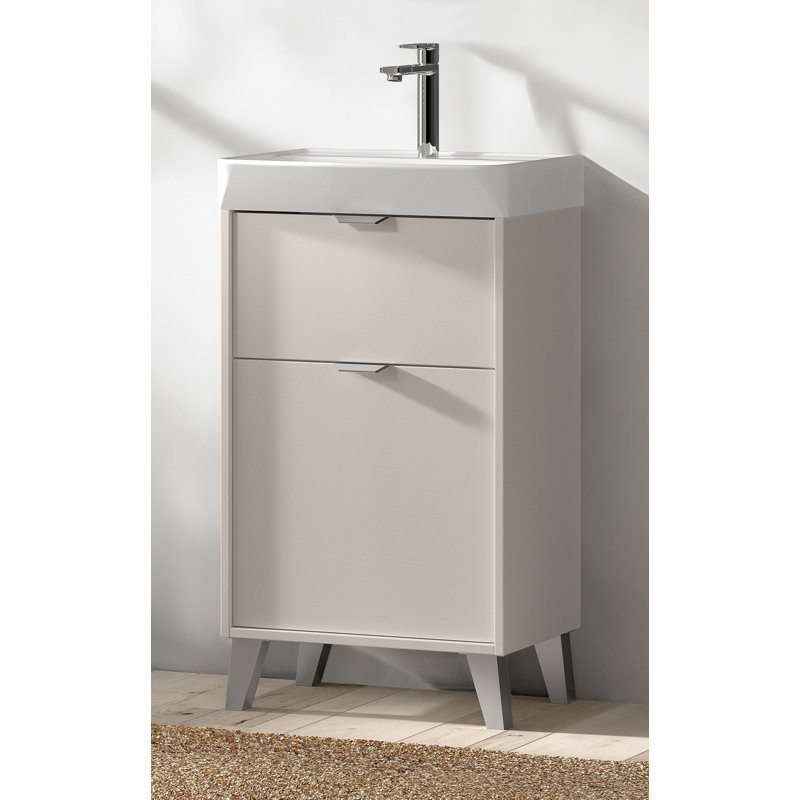 Meuble-lavabo autoportant 20 po avec évier 20 po, Beige, Chrome