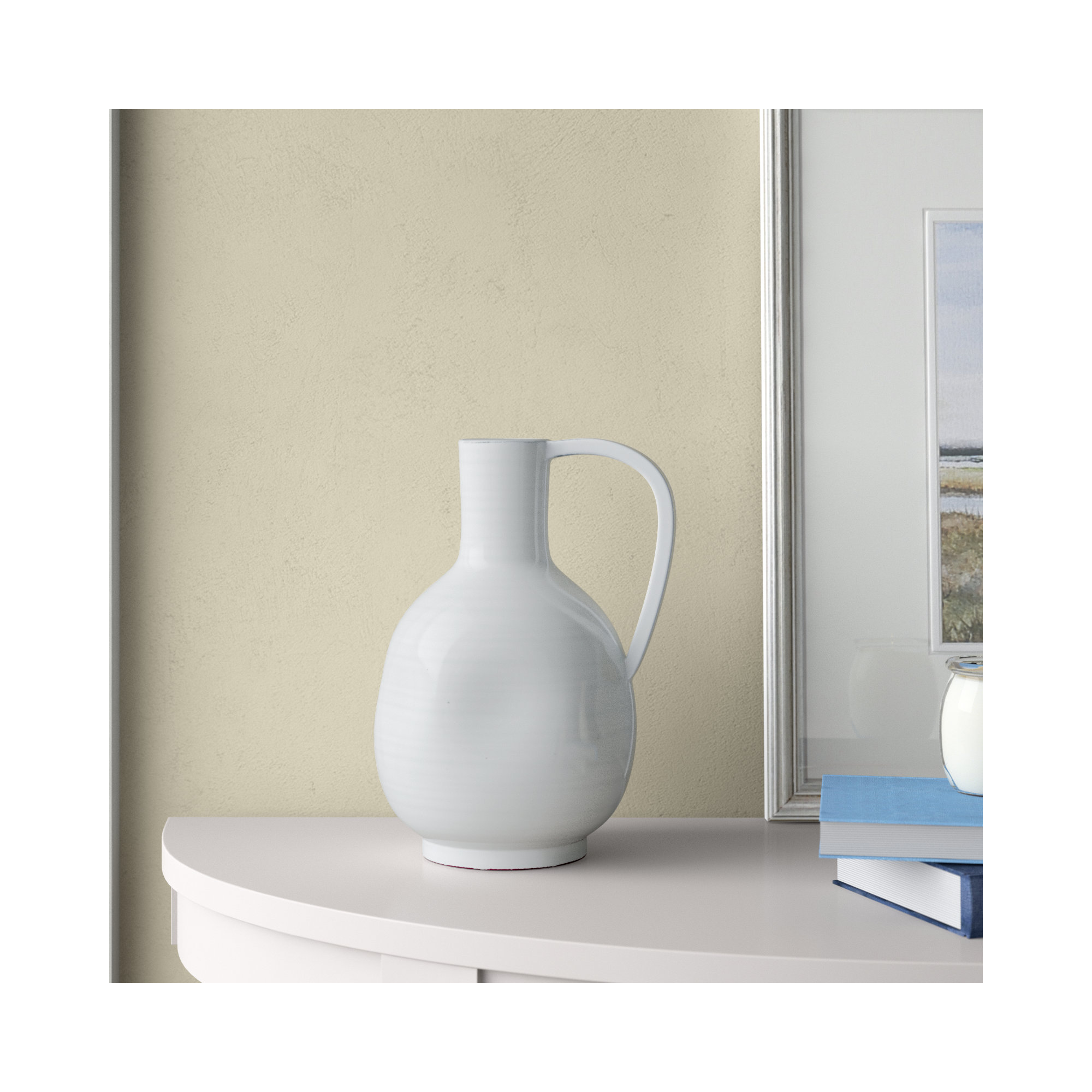 Mauna White Ceramic Irregular Handled Vase Large
