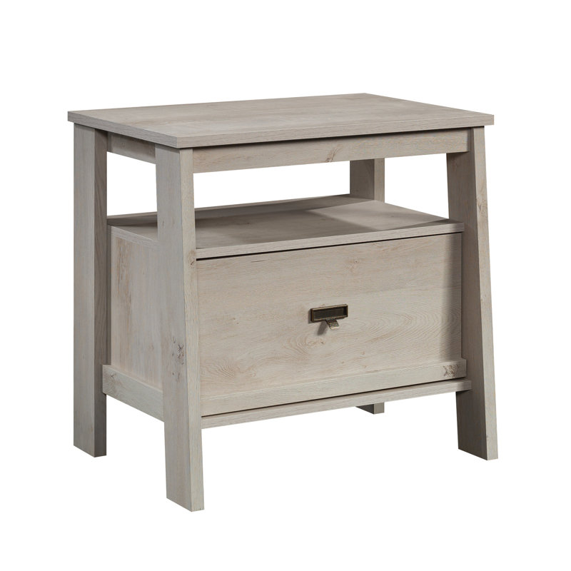 Table de chevet rectangulaire brune avec 1 tiroir, amplement d'espace pour les lampes, rangement polyvalent, bois d'ingénierie, chambre à coucher compacte, support de finition tous les côtés, décor de chambre à coucher de tiroir, finition coulissante lisse,