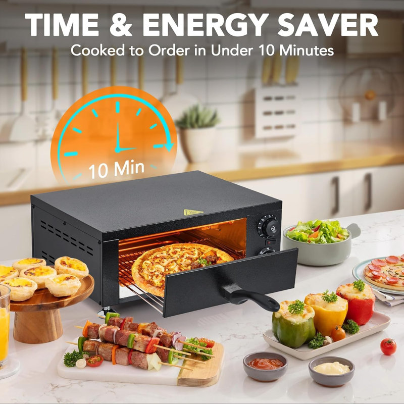 Four à pizza commercial haute vitesse 1 100 W | Acier inoxydable scellé avec minuterie de 60 minutes | pour pizza, camion de nourriture, traiteur | Machine de cuisson électrique de comptoir