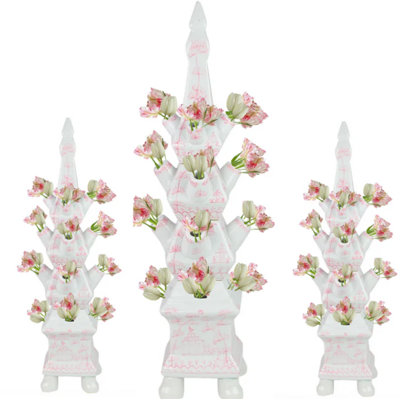 Village Scene Pale Pink And White Tulipiere Medium